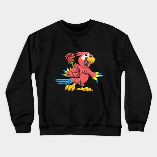 Parrot with yellow Beak and red Rose Crewneck Sweatshirt by Markus Schnabel